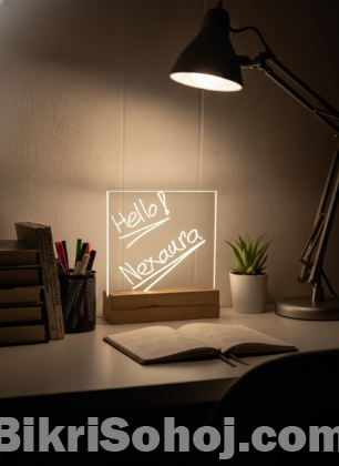 Wooden Desk Lamp And Night Lamp With glowing writing board